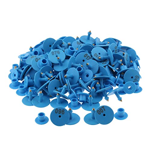 Baosity 100PCS Small Numbered Livestock Ear Tag for Pig, Blue