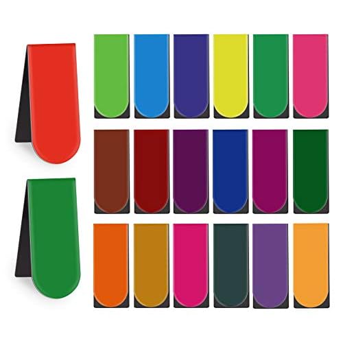 Magnetic Bookmarks,60 Pack 20 Solid Color Magnet Page Clip Small Bookmark for Book Lovers, Presents, Women, Man, Kids, Tudents, Teachers, School, Home, Office, Reading Supplies(2 x 0.8 inch)