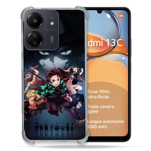 Cover rinforzata per Xiaomi Redmi 13C 4G Manga Demon Slayer nero