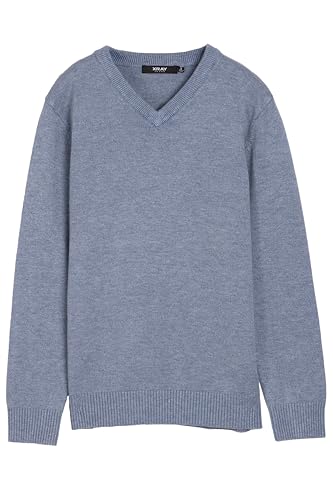 X RAY Boys School Uniform Sweater V-Neck, Big Boys' & Little Kids Youth Long Sleeve V Neck Pullover Sweater, Heather Slate, Small (6-7)
