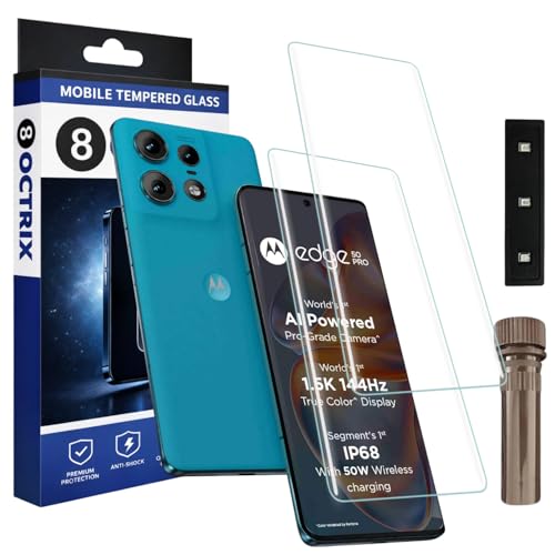 Image of Curved UV Tempered Glass Screen Protector for Moto Edge 50 Pro | Transparent | Pack of 2 | Full Screen Coverage with UV Installation Kit