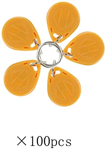 LEXI 100pcs 125KHz Proximity ID Card RFID Keyfobs Token Tag for Door Entry Access Control System TK4100/EM4100 ABS Key fob Cards for Security Lock Wholesale(100 Yellow ID)