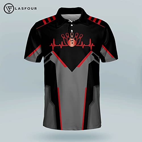 LASFOUR Custom Bowling Shirts for Men, Men's Bowling Polo Shirts Short Sleeve, Crazy Bowling Team Shirts for Men and Women2