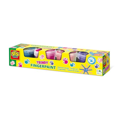 SES Creative- Peinture Ă Doigt 4 Trendy Couleurs x 110ml, 00392, Various