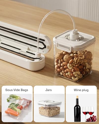 Hbn Macchina Per Sottovuoto, Sistema Automatico Di Sigillatura Degli Alimenti, Modalità Asciutta E Umida, Compatta Ed Efficiente, Con Funzioni Di Sicurezza Integrate Per Uso Domestico E In Cucina - 4