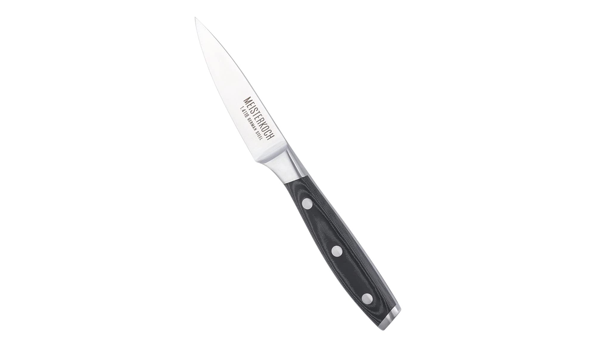 Meisterkoch 5-teiliger Messerblock bestückt mit Edelstahlmessern rostfrei | Universalmesser, Brotmesser, Gemüsemesser, Kochmesser, Fleischmesser | Micarta-Griff mit Edelstahlnieten