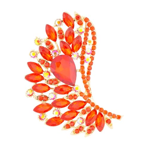 Image of Rhinestone Crystal Big Large Brooch Pin Jewerly Accessory Wing shape Gold Tone