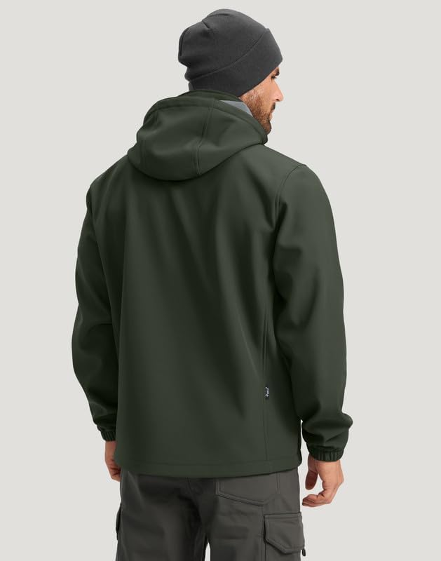 Pudolla Men’s Softshell Jacket Fleece Lined Water Resistant Hooded Winter Coats for Men Outdoor Work Hiking with Pockets