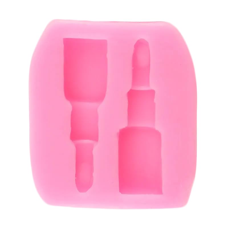 RFGHAC Set di 4 stampi in silicone a tema trucco, rossetto, profumo, pennello per ciglia, smalto, fondente, per decorare torte, cupcake, caramelle, cioccolato, pasta di gomma, pasta polimerica