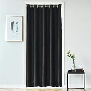 WPKIRA Grommet Top Blackout Curtain Black Solid Doorway Curtain Room Darkening Thermal Insulated Window Curtain Drape for Doors Windows 1 Panel W39 x L78 inch