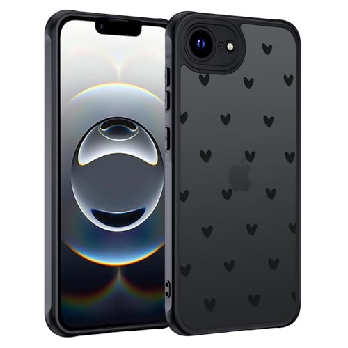 TUUTPU Handyhülle für iPhone 13 Mini Hülle, Aesthetic Motiv Herz Muster Design Matt Transluzente Schlanke Hart Case Kratzfeste PC Rückseite + TPU Bumper Stoßfest Schutzhülle