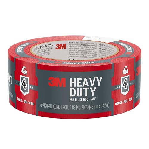 3M Heavy Duty Duct Tape Red, 1.88 in x 20 yd, 1 Roll, 2120-RD | Temporary Solutions for Sealing, Holding, and Reinforcing, Tear by Hand Vertically and Horizontally, Staple for Every Toolbox - image 1