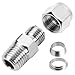 Yoebor Stainless Steel 304 Compression Tube Fitting Straight Adapter Connector with Double Ferrules 1/8