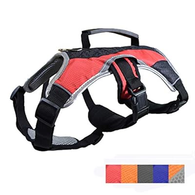 No-Pull Dog Harness - Padded, Mesh Fabric Dog Vest with Reflective Trim, Lifting Handles and Buckle Straps - Red Dog Harness - XS