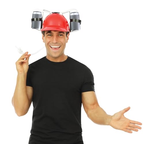 P'TIT CLOWN - 31081 - Casque Anti-Soif - Parfait pour les Célébrations Sportives et Événements Festifs, Enterrements de Vie de Garçon - PVC - Rouge
