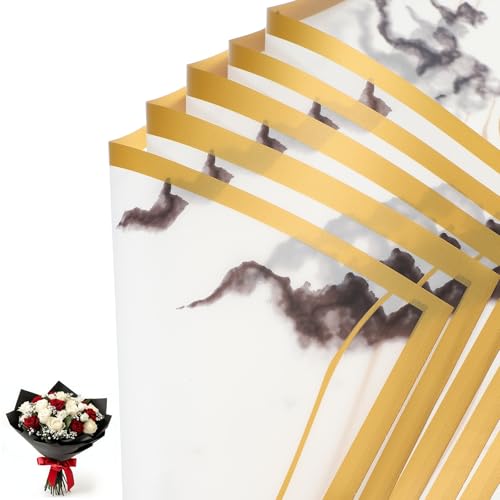 Papier cadeau à motif de fleurs et marbre pour emballages d'anniversaire réussis