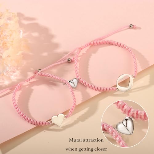Image of First Day of Kindergarten Pre K Gifts for Mother Daughter,Mommy and Me Bracelet Matching Heart Bracelets Set for 2
