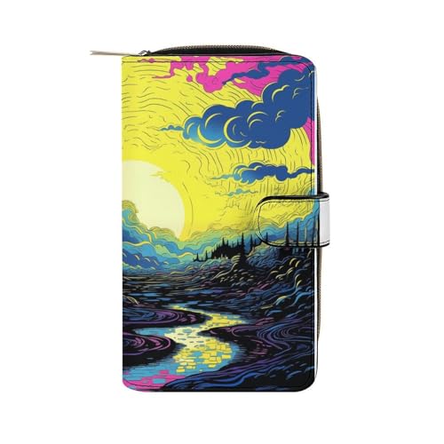 ducanll Portafoglio da donna con scomparti multipli per carte di credito e scomparto per cellulare, Stile Van Gogh, 19.7cm length, 11cm width, 3.5cm thickness