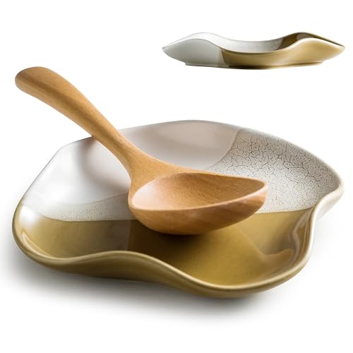Image of Spoon Rest for Stove Top, 5.12 inch Spoon Holder for Kitchen Counter | Ceramic Cooking Spatula Holder, Large Coffee Spoon Rest, Utensil Holder for Spoons, Ladles or Tong, Non-Stick Teaspoon Rest