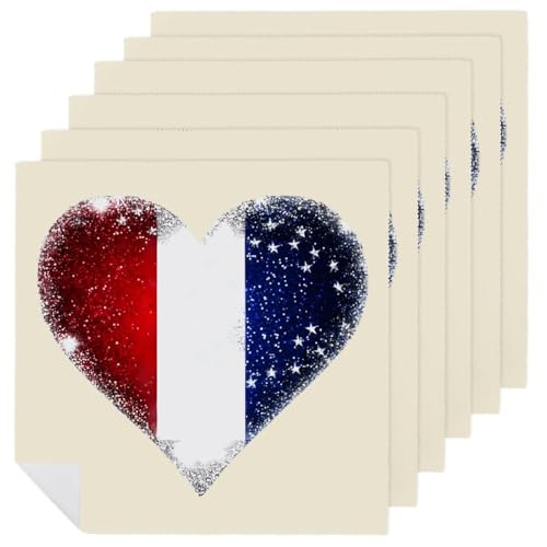Servilletas de tela suaves y lavables con diseño de corazón tricolor francés 2