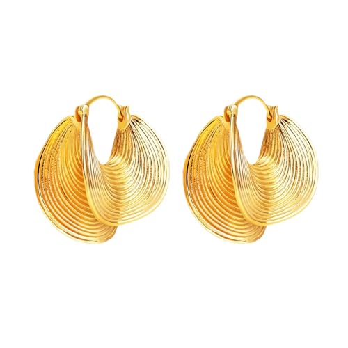 14K Gold Hoop Earrings For Women Chunky Gold Plated Earring Statement Jewelry