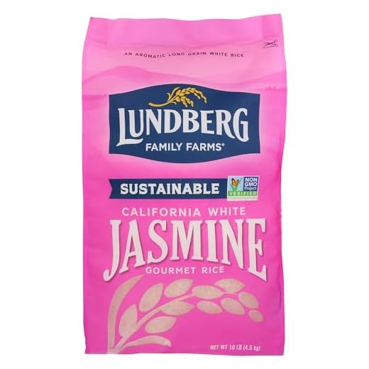 Lundberg Family Farms - White Jasmine Rice, Premium Long Grain Bulk Rice, Non-Sticky Texture, California-Grown, Light, Buttery Flavor, Pleasant Aroma, Gluten-Free, Non-GMO, Vegan, Kosher (10lb)