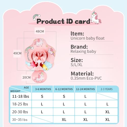 Relaxing Baby Inflatable Baby Swim Float Children Waist Ring Inflatable Pool Floats Toys Swimming Pool Accessories for The Age of 3-72 Months (L) - Thumbnail 3