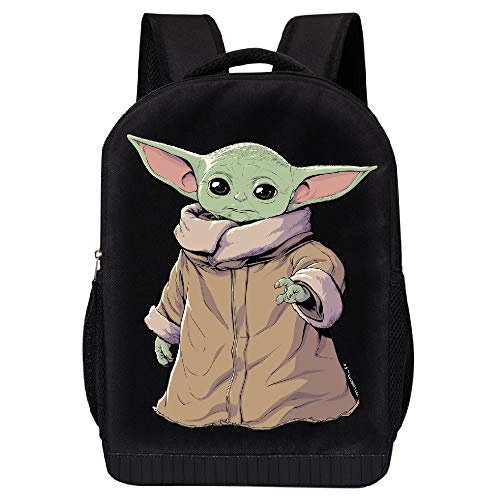 STAR WARS BLACK MANDALORIAN BACKPACK 18 INCH AIR MESH PADDED BAG (The Child Standing) by STAR WARS - Used condition - US$31.83