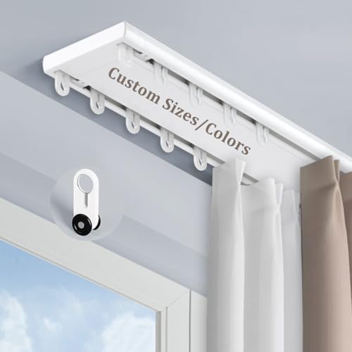 Generico Binario per Tende a Doppio Soffitto su Misura,Binario in Alluminio con Rulli Silenziosi,Asta per Tende Oscuranti,Ideale per Tende Divisorie in Camera da Letto Soggiorno