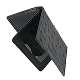 [ルチアーノ バレンチノ] メンズ パスケース ブランド 牛革 シンプル 定期 IDカード 小銭入れ 軽量 コンパクト (オーストリッチ型押し（パスケース）, 黒)