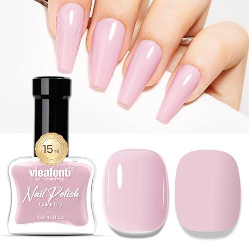 Light Pink Nail Polish Quick Dry 15ml - Baby Pink Nail Varnish Ve...