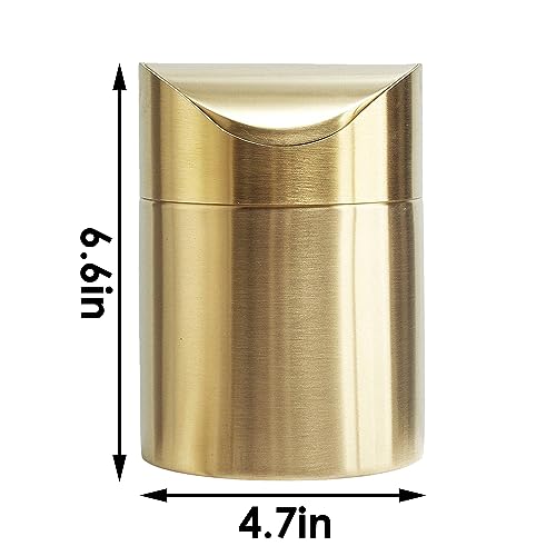 Caneca de basura de acero inoxidable con tapa basculante mini para escritorio miniatura 3