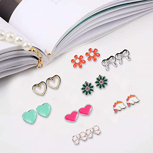 NEWITIN 40 Pairs Colorful Cute Earrings for Girls Sensitive Ears Hypoallergenic Girl Stud Earrings Set Stainless Steel Cartoon Stud for Girls and Women2