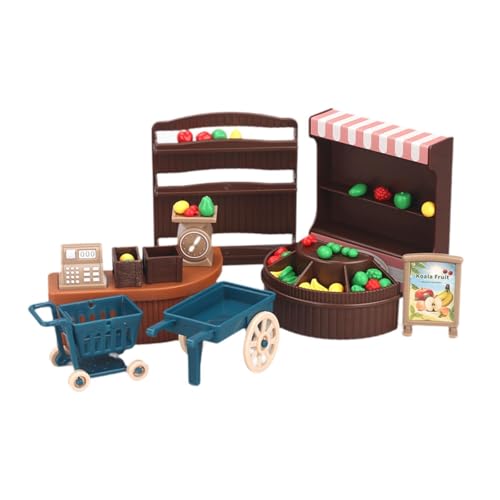 Pegciuho Miniatura Tienda de Comestibles Carrito de Compras Accesorio para Casa de Muñecas Estante para Frutas Material PP Adecuado para Juegos