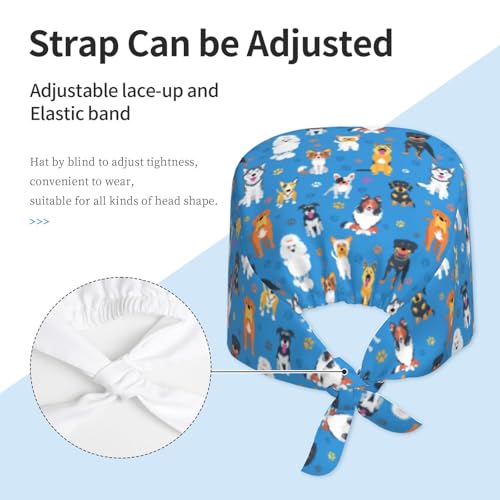 Image of Surgical Caps Men Women, Scrub Cap with Sweatband Adjustable