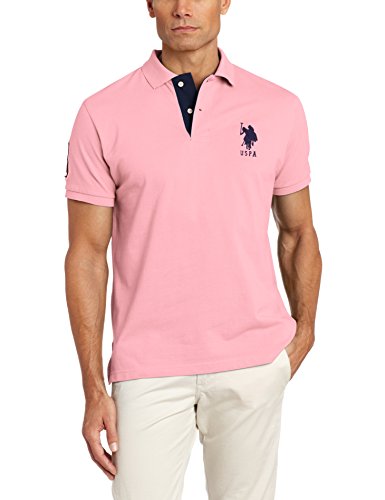 U.S. Polo Assn. Men's Slim Fit Solid Pique Shirt, Mystic Pink, Medium