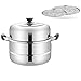 Vaporera/Olla De Sopa De Acero Inoxidable 430 Hogar De 2 Capas con Vaporera 26Cm/28Cm/30Cm/32Cm Engrosado Adecuado para Estufa De Gas/Cocina De Inducción (Size : 32Cm) (28Cm)