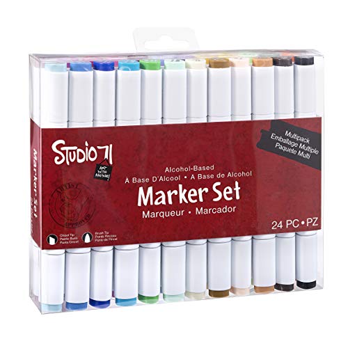 Darice Studio 71, Dual Tip, 24 Pieces Alcohol-Based Marker Set, Multicolor, Count #TOP1