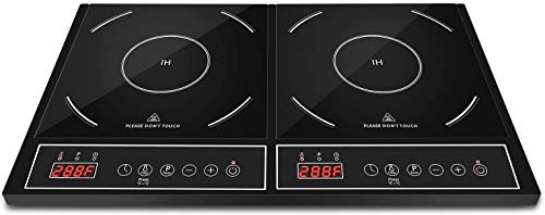 LKZAIY 3500W Induction Cooktop Portable Commercial Induction Cooker Stove Electric Countertop Burner Hot Plate for Cooking with Digital Display Panel & Touch Button (Dual Burner)
