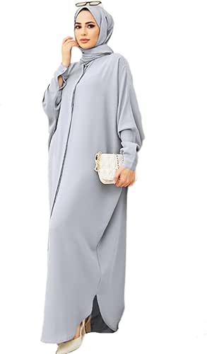 IDOPIP Muslim Dresses for Women Long Sleeve Islamic Ramadan Abaya