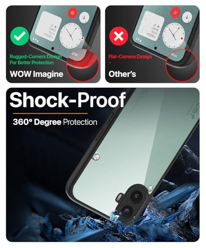 Image of WOW IMAGINE Shockproof Hybrid Back Cover for Nothing CMF Phone 1 | Hard Slim fit Back Case | PC & TPU | Clear Transparent Case - Black