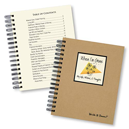 Write it Down Series by Journals Unlimited, Guided Journal, When I'm Gone, My Info, Wishes & Thoughts, Full-Size 7.5