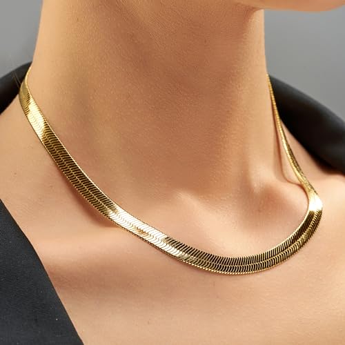 LIFETIME JEWELRY 7mm Flexible Herringbone Chain Necklace 24k Real Gold Plated2
