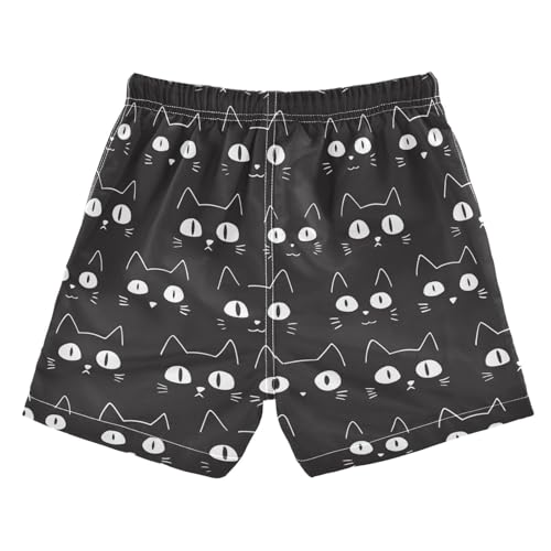 Boys Swim Trunks with Pockets and Quick Dry Fabric,Cute Black Cat Kids Swimwear Boy Swimsuit Small2