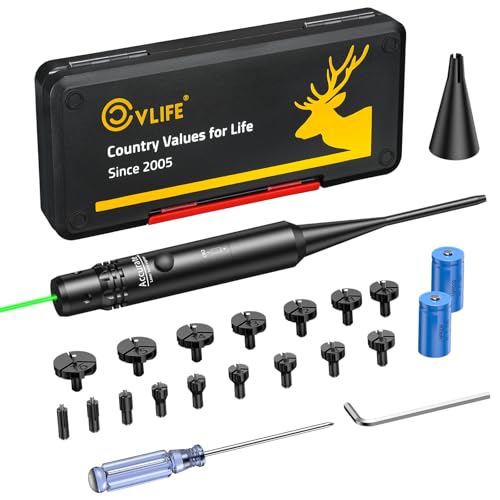 CVLIFE Bore Sight Laser Kit fit 0.17 to 12GA Calibers, Professional Green Laser Boresighter Kit for All Gun, Multiple Caliber Bore Sighting Kit for Hunting Rifles Pistols and Handgun