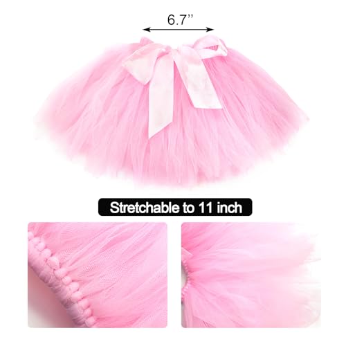 Medsuo Newborn Baby Tutu Skirt and Flower Headband for Photography Prop Outfits 0-4 Month (Pink)3