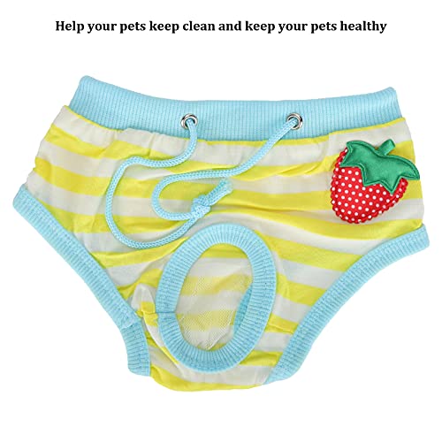 Image of Washable Pet Diapers Size S for Small Pigs Dogs, Adjustable Reusable Physiological Pants with Strawberry Pattern, Leak Proof Sanitary Underwear for Female Pet in Heat or Incontinen