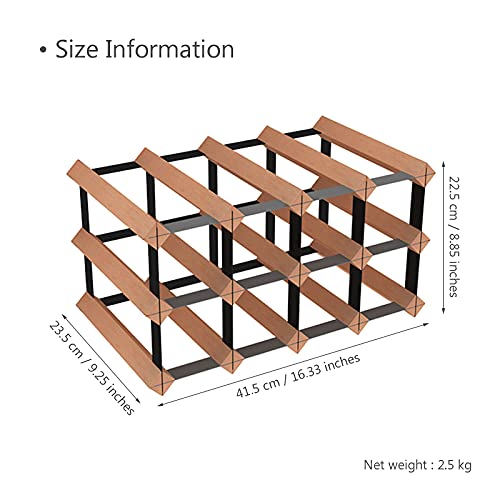 Wll-Dp Elegant Countertop Wine Rack Wine Storage Shelf Beech Wood Wine Holder, Hold 8~12 Bottles, For Pantry Dining Room Bar Kitchen Tabletop Cabinet #TOP1