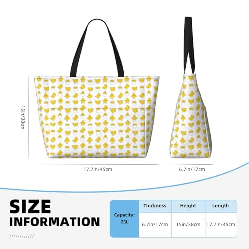Cute Easter Chickens Print Large Beach Tote Bag for Women Extra Large Capacity Sandproof Waterproof Pool Bag Suitable for Swimming Pool Gym Groceries Travel4