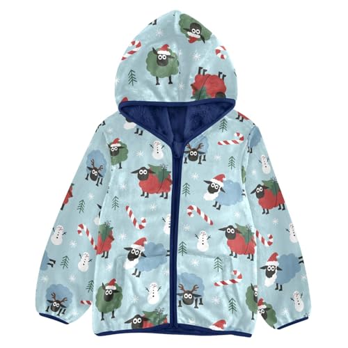 Christmas Sheep Girls Fleece Jacket Girls Fall Jacket Girls Zip Up Hoodie Girls Sherpa Jacket 2-10T